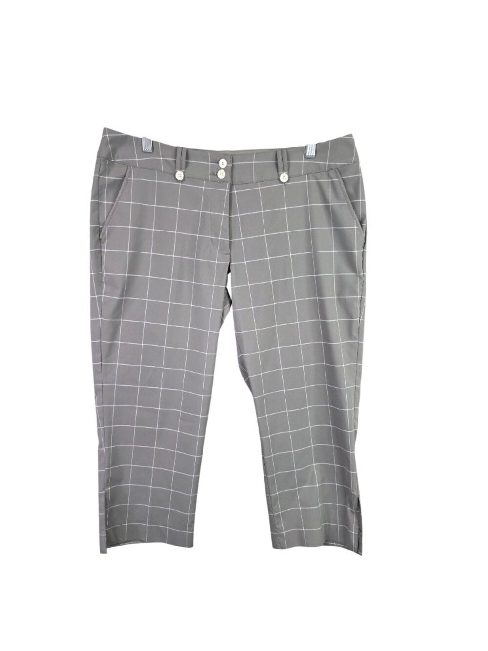 Womens Nike Golf Gray Plaid Dri-FIT Capri Pants Polyester Blend Stretch Size 12
